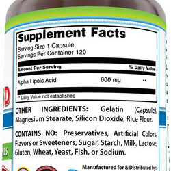 Suplemento De Ácido Alfa Lipóico Pure Naturals 600 Mg 120 Cá