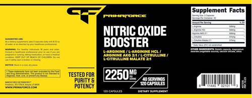Primaforce Nitric Oxide Booster (2,250mg, 120 Cápsulas) -... - Imagem 5