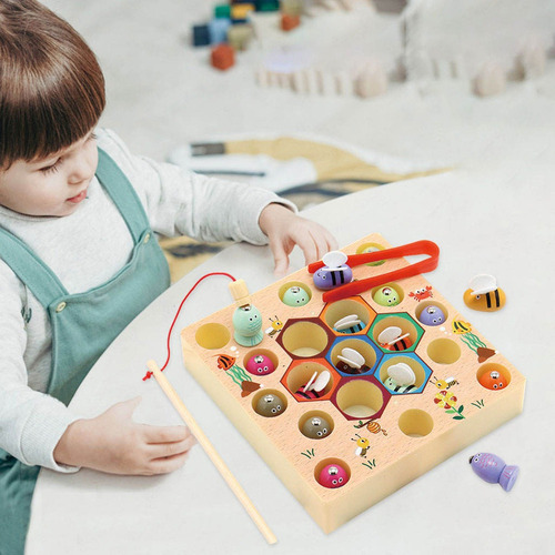 Montessori De Madeira Braçadeira De Pesca Jogar Jogamento - Imagem 3