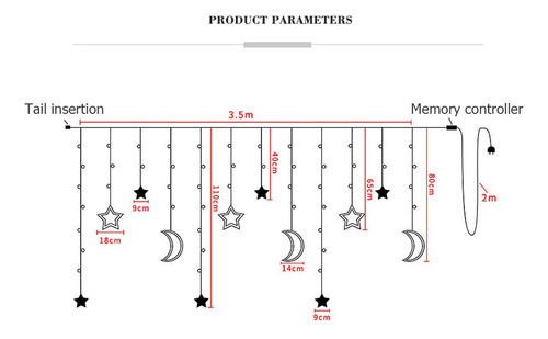 Luzes De Janela Cortina Led Star Moon À Prova D"água Para Ca - Imagem 6