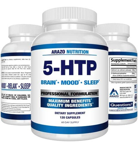 Arazo Nutrition 5-htp 200mg Mais Cálcio Para O Humor, Sono S - Imagem 7
