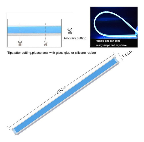 2 Par Fita Barra Led 60cm 12v Flexível Farol Drl Rgb Remote - Imagem 8
