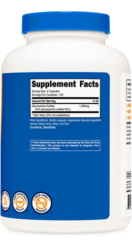 Suplemento Nutricost Sulfato De Glucosamina 750 Mg 240 Cápsu - Imagem 6