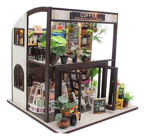 1:24 Diy Kit Casa De Bonecas Em Miniatura Time Travel Coffee - Imagem 5