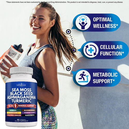 New Age Silica Sea Moss 3000mg Óleo De Semente Preta 2000mg - Imagem 4