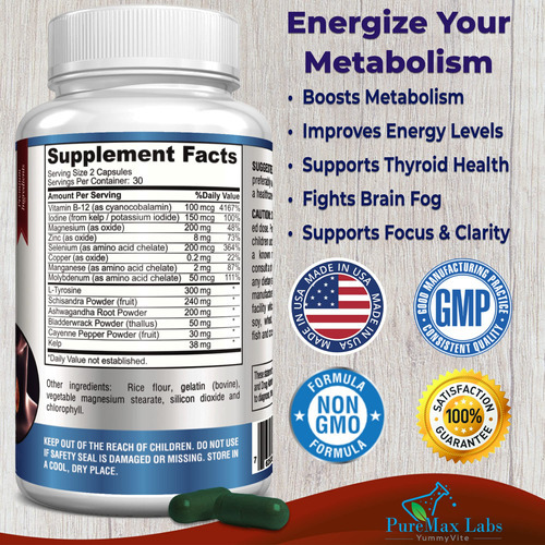 Suplemento Yummyvite Thyroid Support Com Iodo 60 Cápsulas - Imagem 2