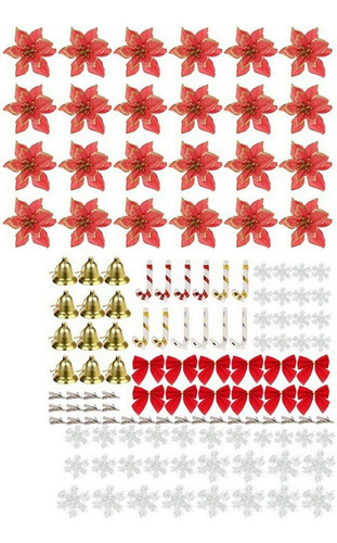 Decoração De Árvore De Natal De 120 Peças Com Flores De Nata — foto 17 Decoração De Árvore De Natal De 120 Peças Com Flores De Nata - Imagem 17