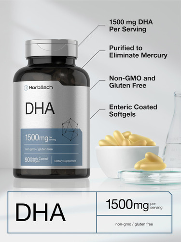Suplemento Horbaach Dha 1500mg 90 Cápsulas Epa Omega 3 Não - Imagem 4