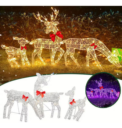 3pcs Flashes De Enfeite De Natal De Jardim Led De Renas