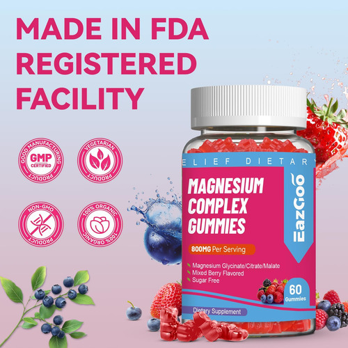 Eazgoo Magnésio Gummies 800mg - Vitamina D3, C, B6, B12 E Co - Imagem 7