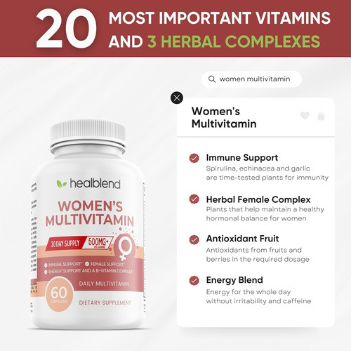 Multivitamínico Feminino Com Biotina (sem Ferro) - 20 Vitami - Imagem 2