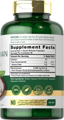 Carlyle Glucomannan Cápsulas | 200 Contagem | Comprimidos De - Imagem 2