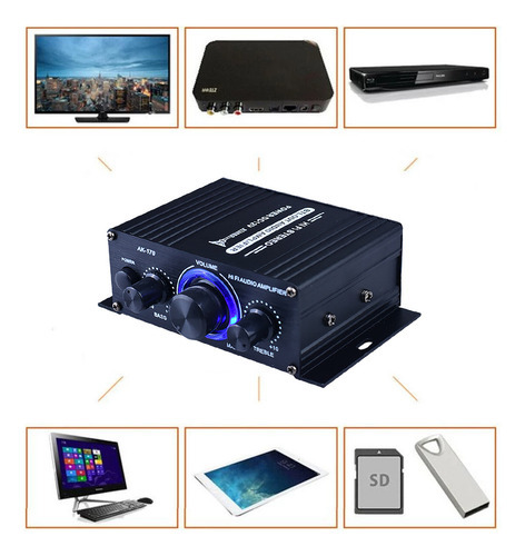 Amplificador De Potência De Áudio Estéreo Ak-170 Mini Hifi 2 - Imagem 8