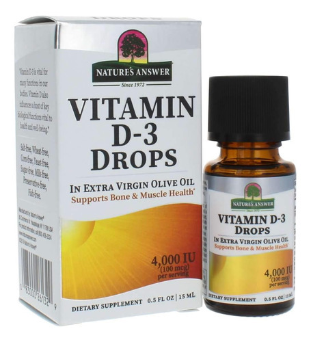 Natures Answer Vitamina D-3 Gotas 4000 Ui 0,5 Onça Líquida