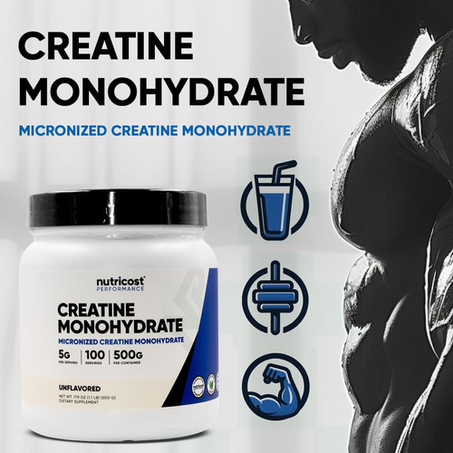 Creatina Monohidratada Em Pó Nutricost 500 G (17,9 Onças) - - Imagem 2