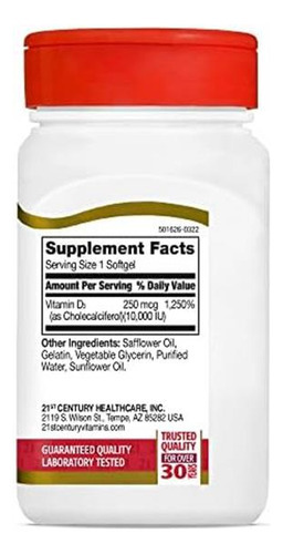 Vitamina D3 Do Século Xxi 250 Mcg (10.000 Ui) Cápsulas De L - Imagem 6