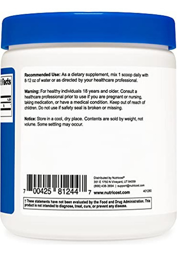 Suplemento Nutricost Taurina Em Pó 250g - 125 Porções - Imagem 4