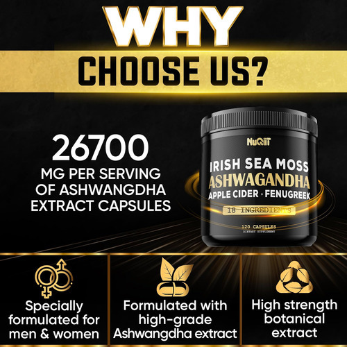 Nuqiit Organic Ashwangdha Capsules Mg Irish Sea Moss 3000mg - Imagem 4