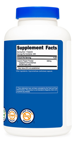 Suplemento Nutricost Pimenta Caiena 530mg 240 Cápsulas - Imagem 6