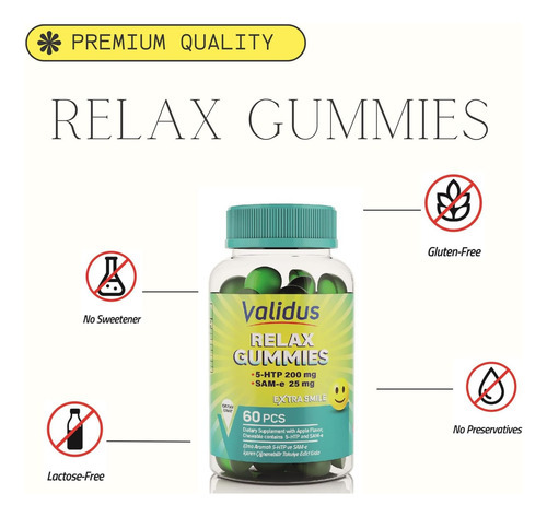 Gommies De Alívio Do Estresse Do Validus Premium-5-htp 200mg - Imagem 4