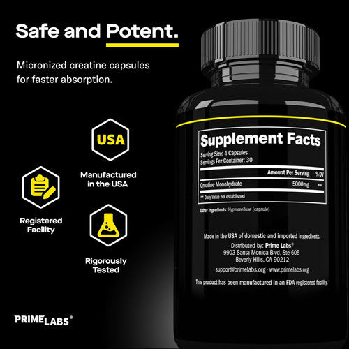 Cápsulas De Creatina Prime Labs - Pílulas De Monohidrato De - Imagem 5