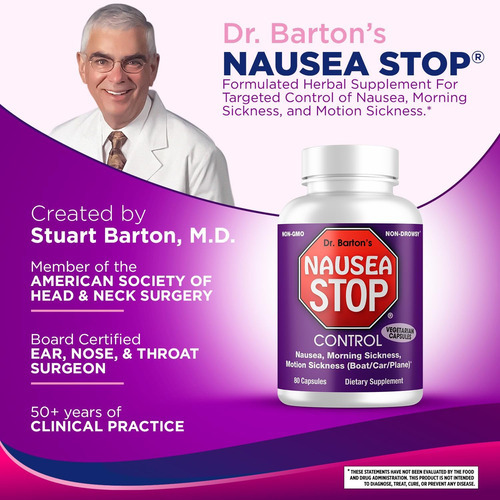 Nausea Stop Suplemento De Alívio De Náusea Do Dr. Barton - C - Imagem 2