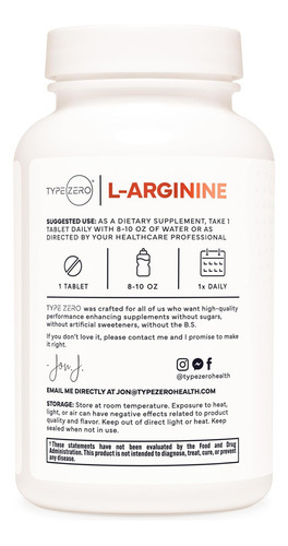 Tipo Zero L-arginina 90 Comprimidos 1.000 Mg Por Porção-não- - Imagem 3