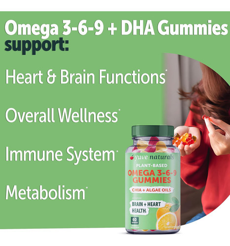 Yuve Vegan Omega 3-6-9 E Gomas Dha - Delicioso Para Crianças - Imagem 2