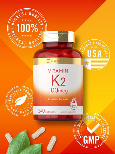 Suplemento Carlyle Vitamin K2 100mcg Mk-4 240 Cápsulas - Imagem 6