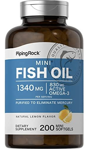 Cápsulas Gelatinosas De Óleo De Peixe Piping Rock Mini 1300m