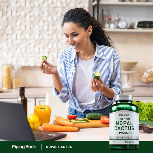 Suplemento Piping Rock Nopal Cactus Capsules 1950 Mg 180 Uni - Imagem 6
