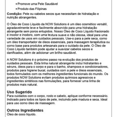 Óleo De Coco Líquido Now Foods Coconut 473ml Importado 5un - Imagem 5