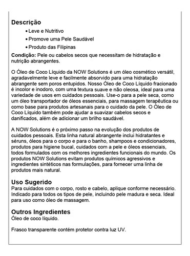 Óleo De Coco Líquido Now Foods Coconut 473ml Importado 5un - Imagem 5