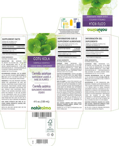 Naturalma Gotu Kola (centella Asiatica) Erva Tintura Sem Álc