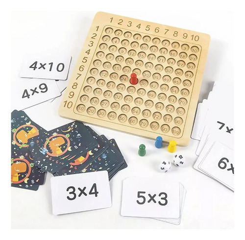 Jogo Tabuleiro De Multiplicação Montessori De Madeira Par