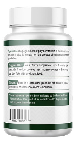 Probase Nutrition Espermidina (10 Mg De 99% De Espermidina 3