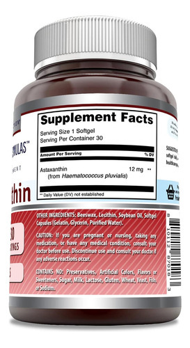 Fórmulas Incríveis Astaxantina 12mg Suplemento Softgels | Nã - Imagem 2