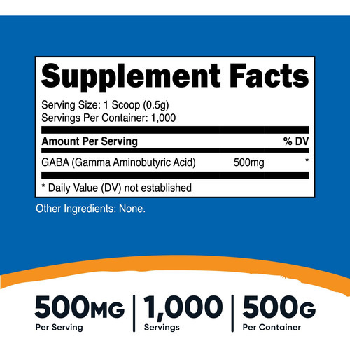 Suplemento Nutricost Pure Gaba 500g Em Pó (gama Aminobutyr) - Imagem 3