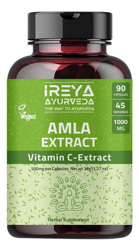 Cápsulas De Extrato De Fruta Amla De Ireya Ayurveda (90 Cáps