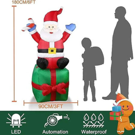 Decorações De Natal De 1,8 M Led Inflável Papai Noel - Imagem 2