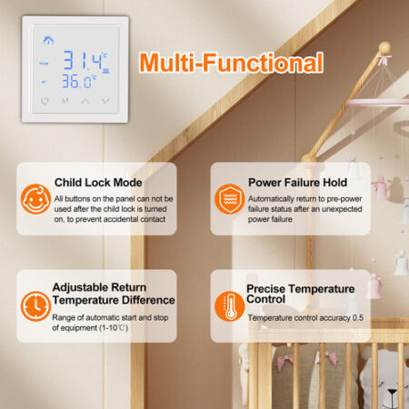 Termostato De Aquecimento 16a Controller Floor With Touch - Imagem 4
