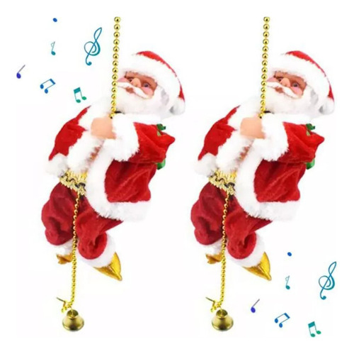 2x Corda De Escalada Musical De Papai Noel Elétrica Engraçad