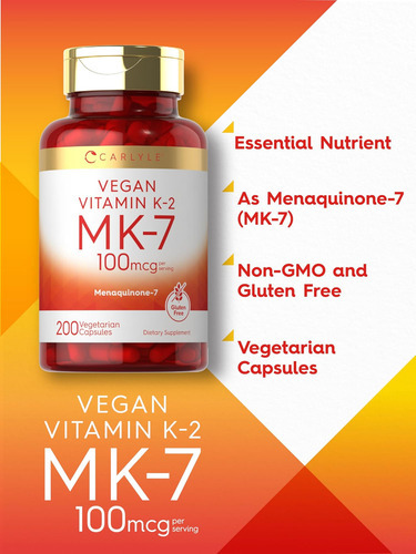 Carlyle Vitamina K2 Mk7 100mcg | 200 Cápsulas Veganas | Supl - Imagem 4