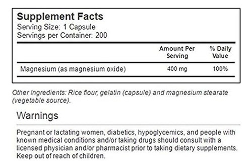 Vitacost Magnésio - 400 Mg - 200 Cápsulas - Imagem 2