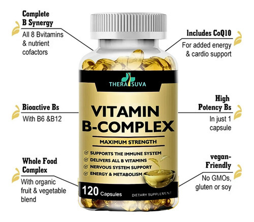 Complexo B De Vitamina De Força Máxima + Coq10 + Vitamina C - Imagem 3