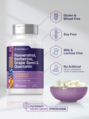 Horbäach Resveratrol Berberina Semente De Uva E Quercetina | - Imagem 5