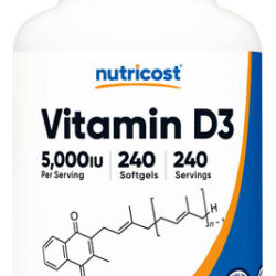 Suplemento Nutricost Vitamina D3 5.000 Ui 240 Cápsulas Gelad