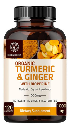 Gengibre De Açafrão Com Pimenta Preta E Gengibre 1000 Mg 120