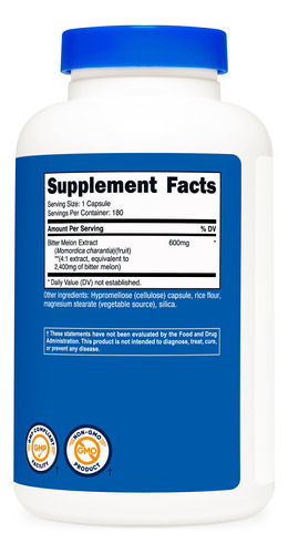 Suplemento Nutricost Bitter Melon 600 Mg (2.400 Mg Eq.) 180 - Imagem 6