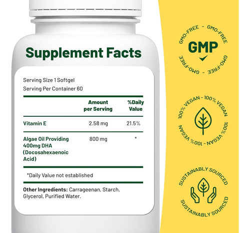 Suplemento Vegan Vitality Vegan Omega 3 - 60 Géis Macios De - Imagem 2